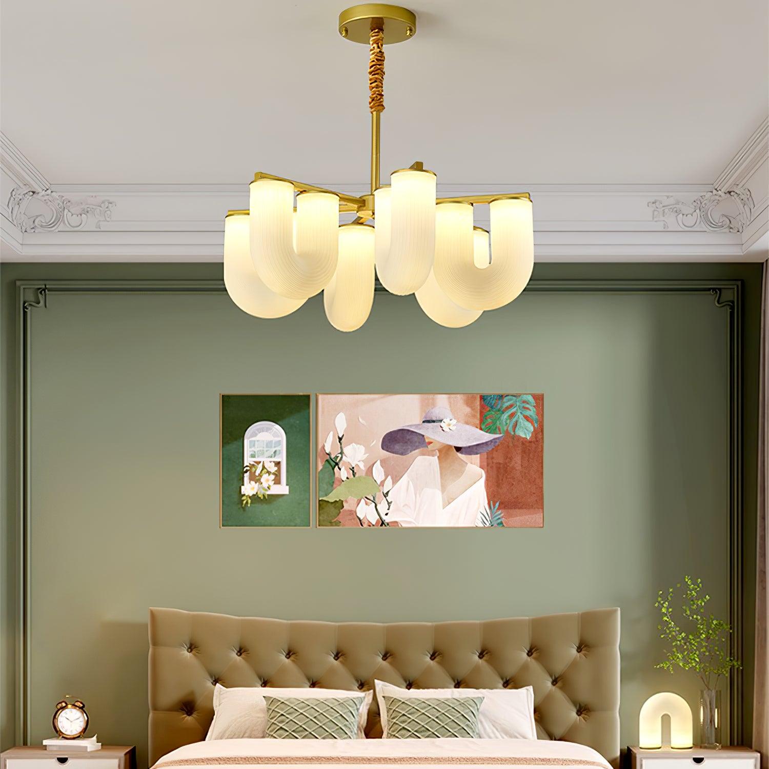 Agatha Lustre en Forme de U Verre Dépoli Tubes en U Laiton Moderne - Neutralighting