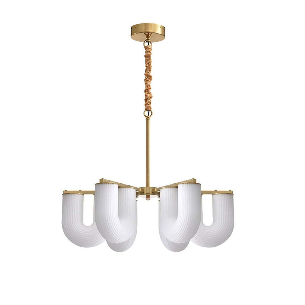 Agatha Lustre en Forme de U Verre Dépoli Tubes en U Laiton Moderne - Neutralighting
