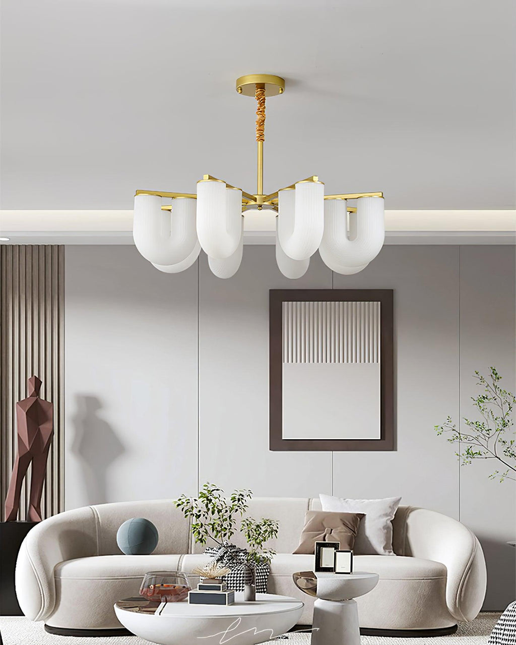 Agatha Lustre U Forme Verre Laiton Moderne - Neutralighting