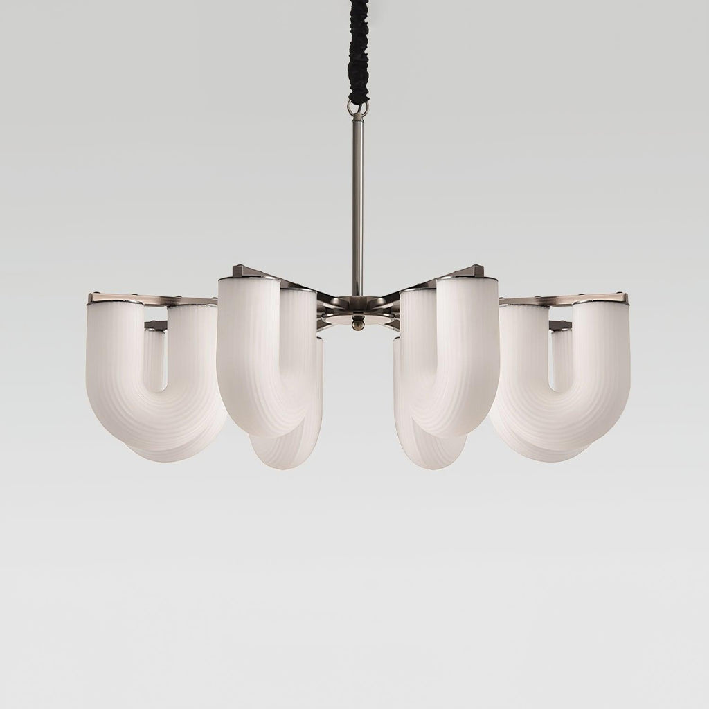 Agatha Lustre en Forme de U Verre Dépoli Tubes en U Laiton Moderne - Neutralighting