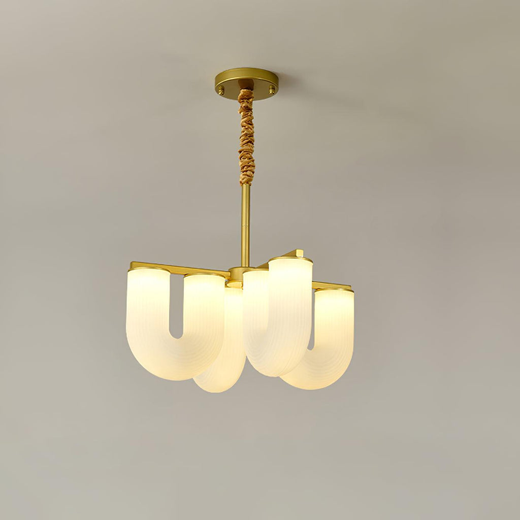 Agatha Lustre en Forme de U Verre Dépoli Tubes en U Laiton Moderne - Neutralighting