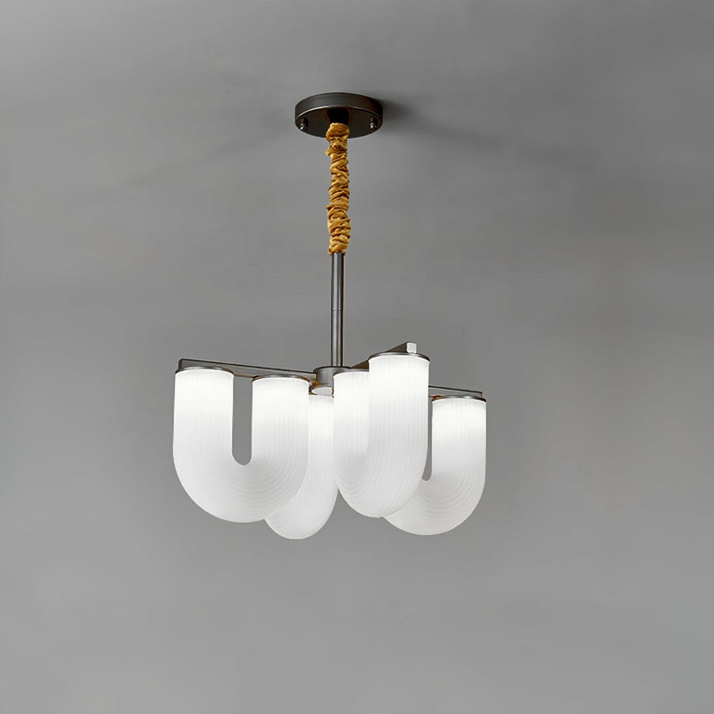 Agatha Lustre en Forme de U Verre Dépoli Tubes en U Laiton Moderne - Neutralighting