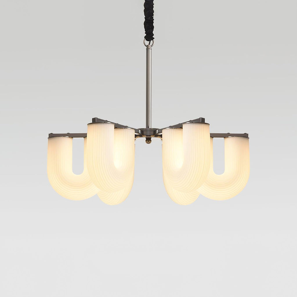 Agatha Lustre en Forme de U Verre Dépoli Tubes en U Laiton Moderne - Neutralighting