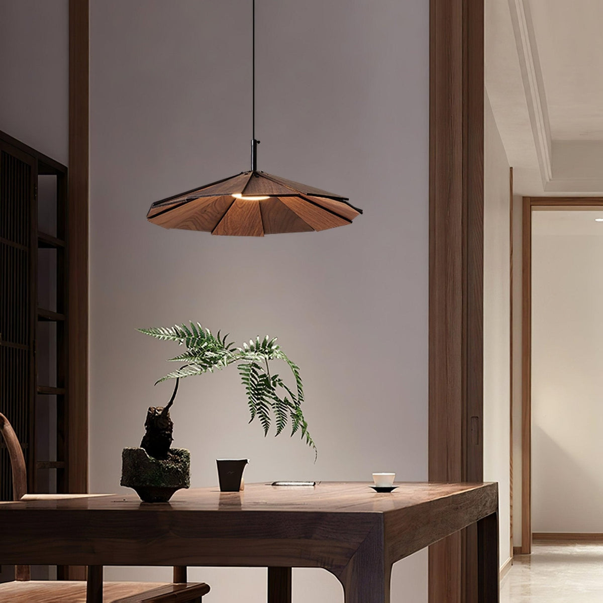 Woodura Lampe Pendante Parapluie en Bois - Neutralighting