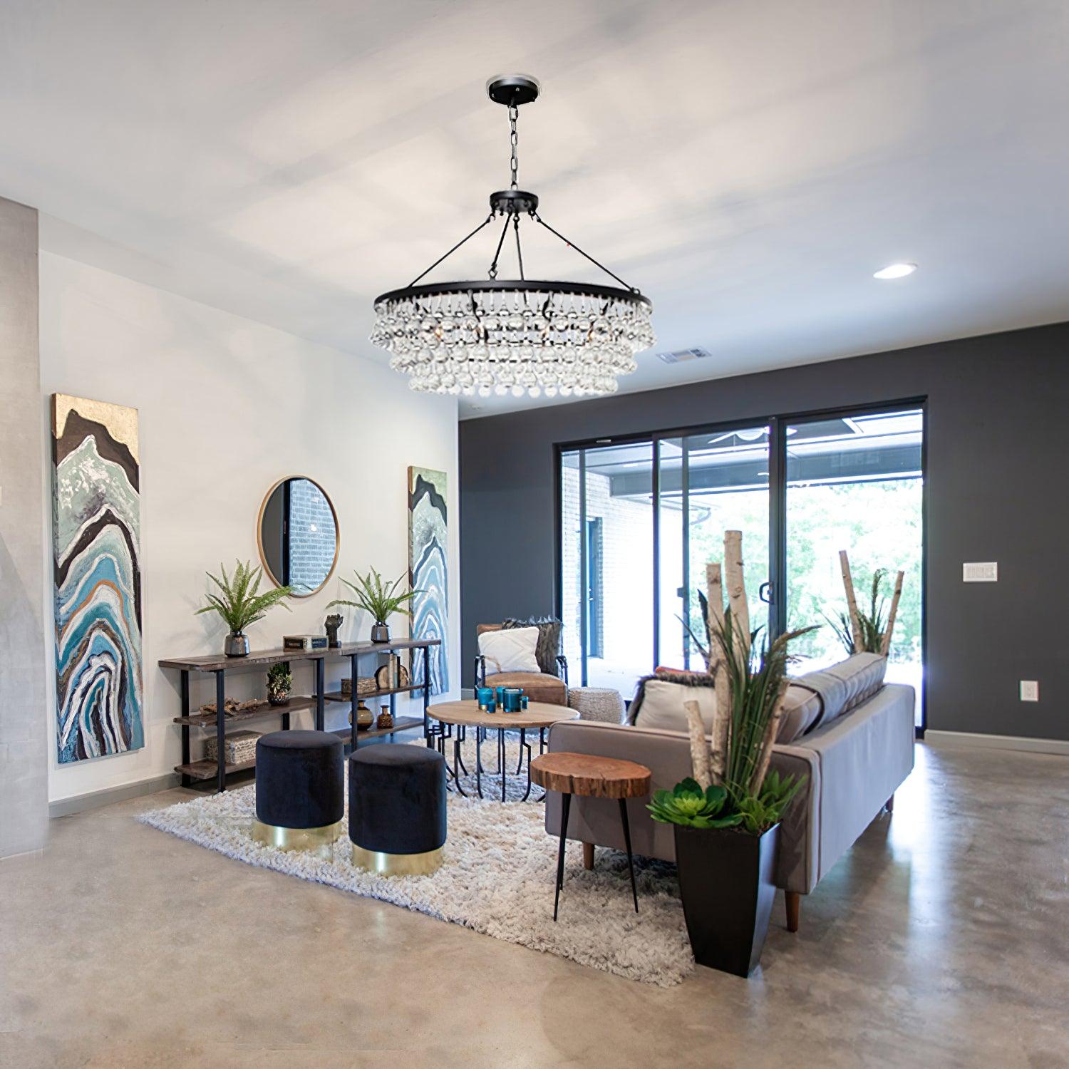 Avelis Postmodern Luxury Unique Tiered Crystal Chandelier - Neutralighting