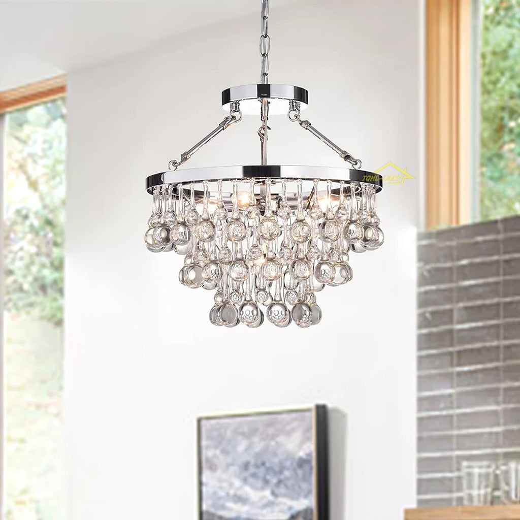 Avelis Postmodern Luxury Unique Tiered Crystal Chandelier - Neutralighting
