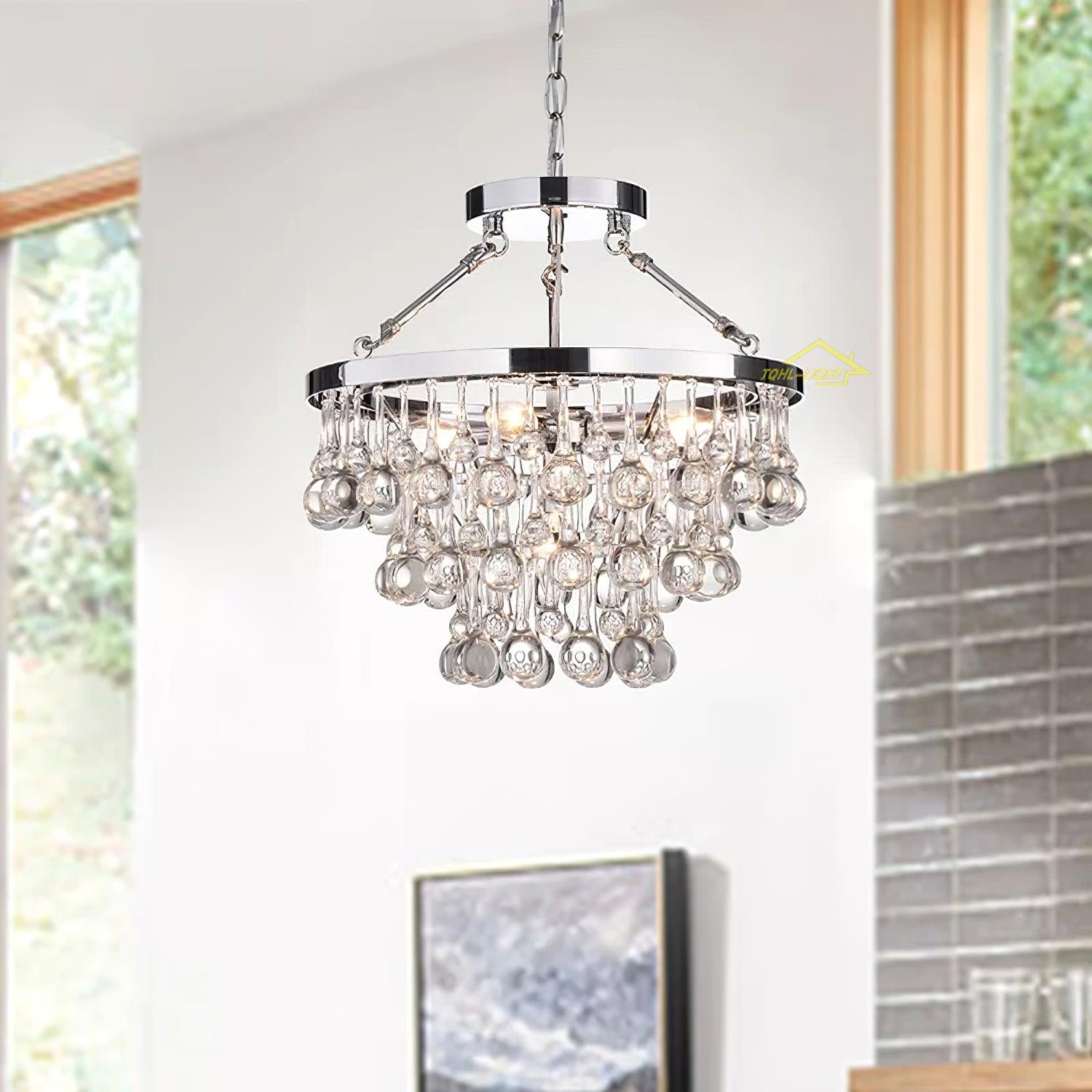 Avelis Postmodern Luxury Unique Tiered Crystal Chandelier - Neutralighting
