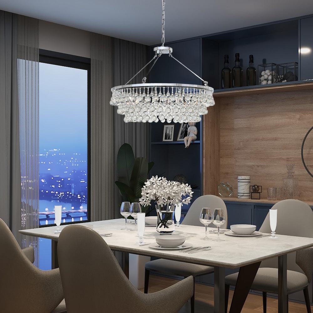 Avelis Postmodern Luxury Unique Tiered Crystal Chandelier - Neutralighting
