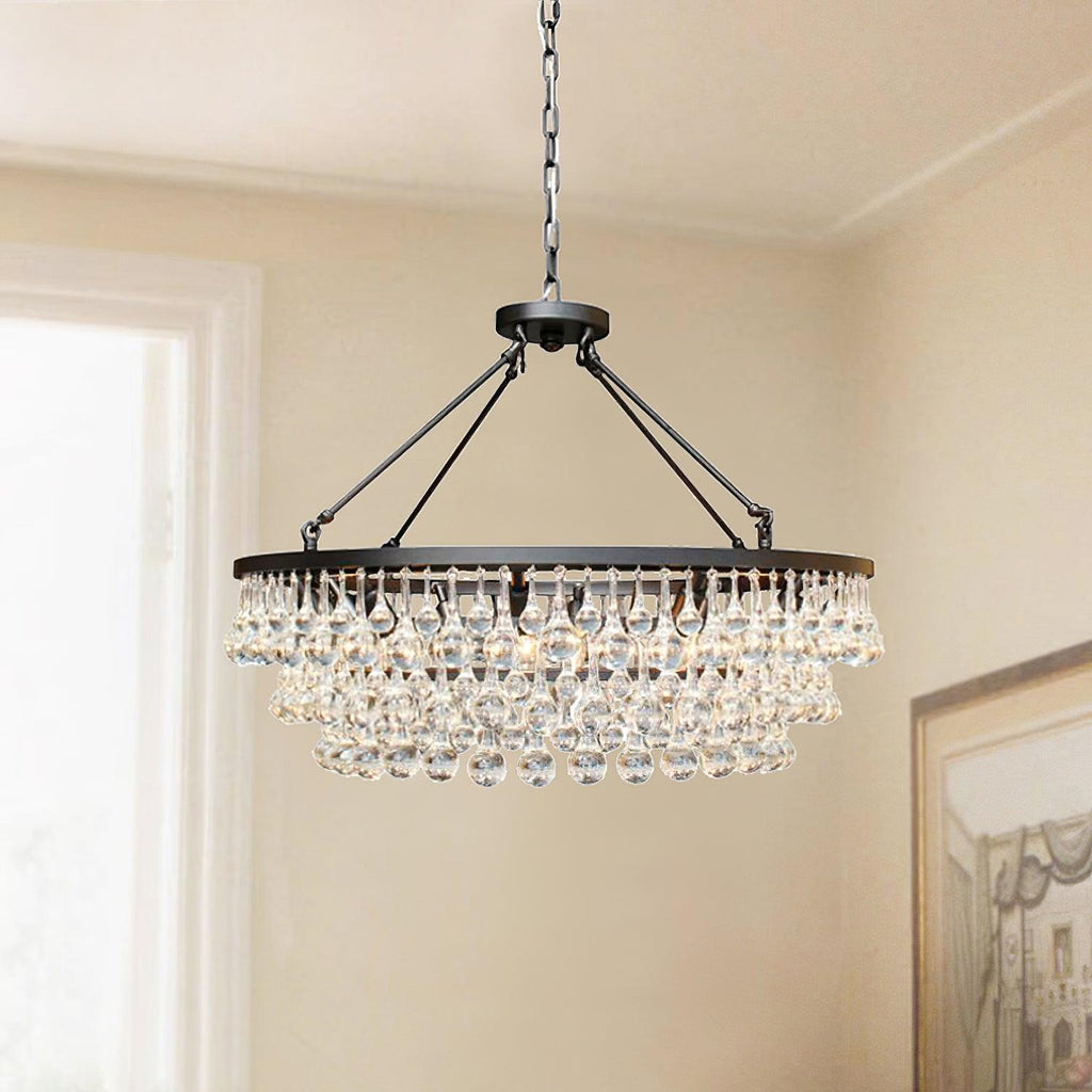 Avelis Postmodern Luxury Unique Tiered Crystal Chandelier - Neutralighting