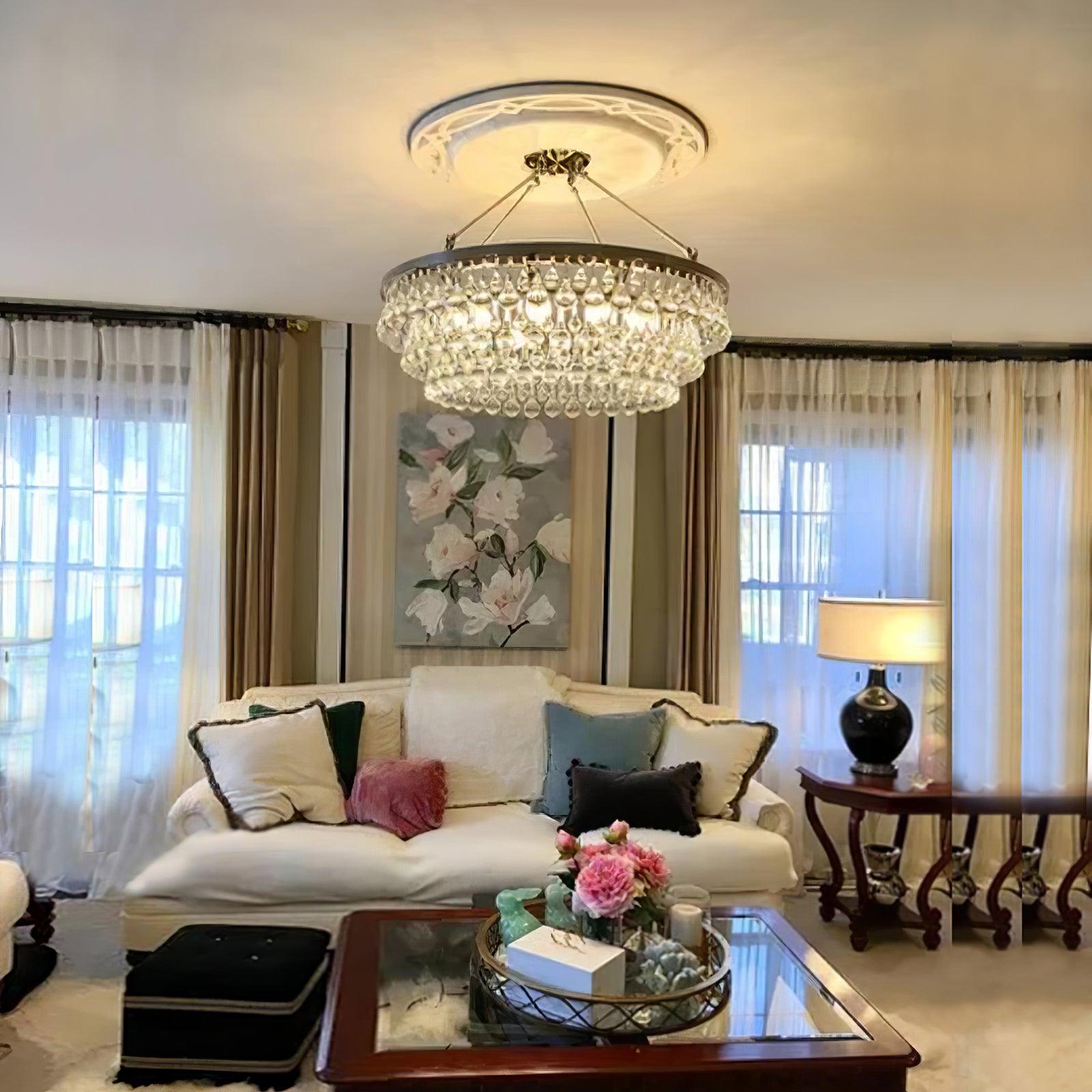 Avelis Postmodern Luxury Unique Tiered Crystal Chandelier - Neutralighting