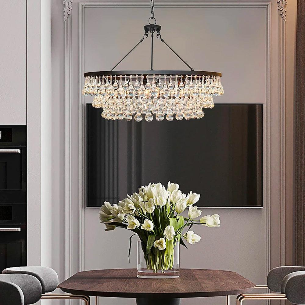 Avelis Postmodern Luxury Unique Tiered Crystal Chandelier - Neutralighting
