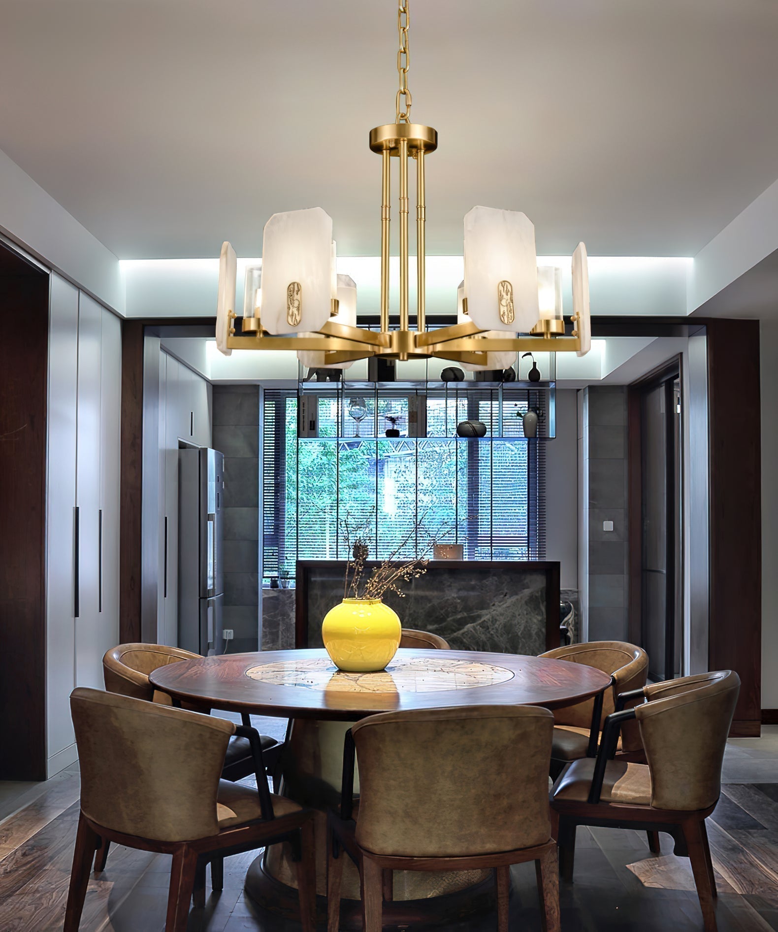 Aursorion Lustre Laiton Albâtre Luxe Postmoderne - Neutralighting