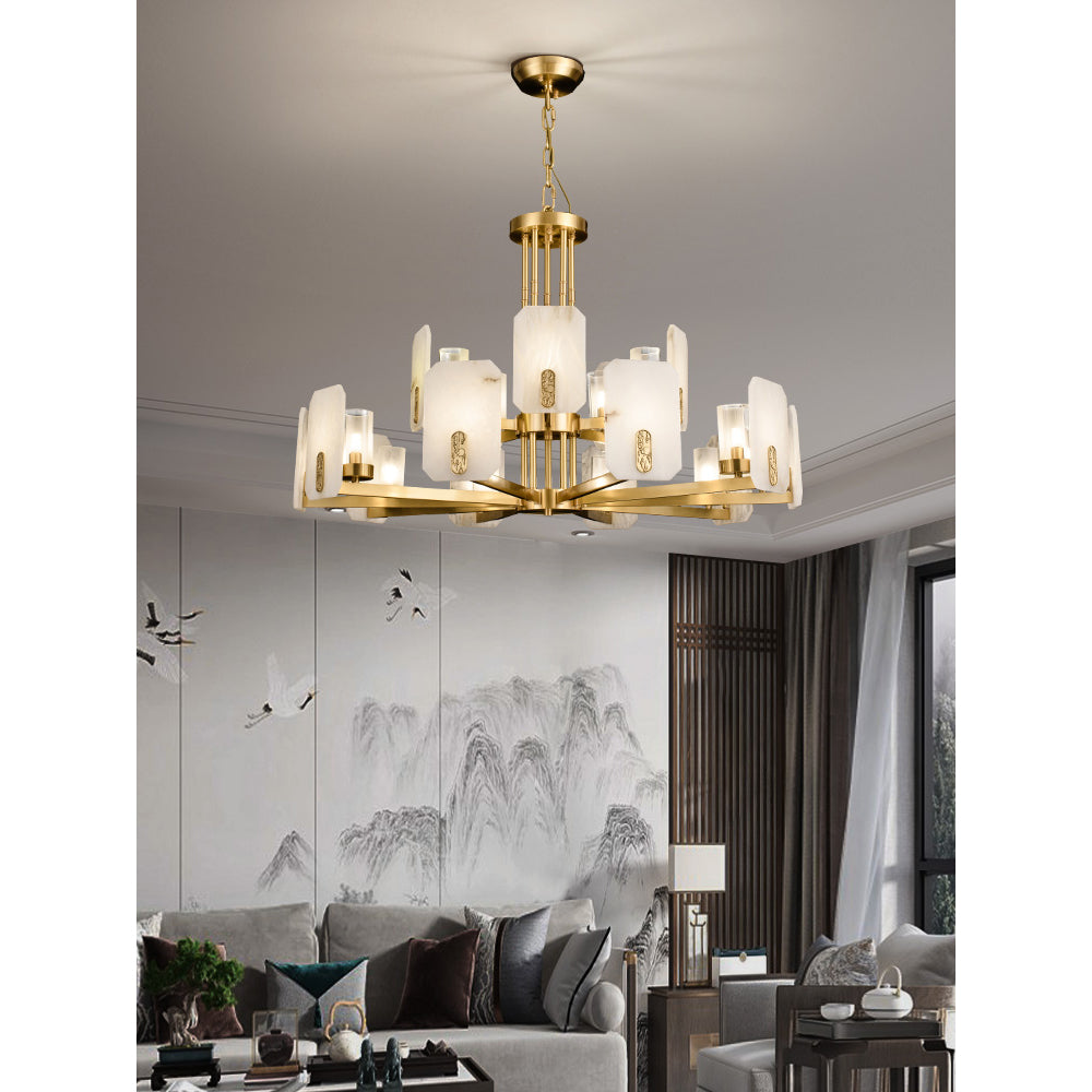 Aursorion Lustre Laiton Albâtre Luxe Postmoderne - Neutralighting