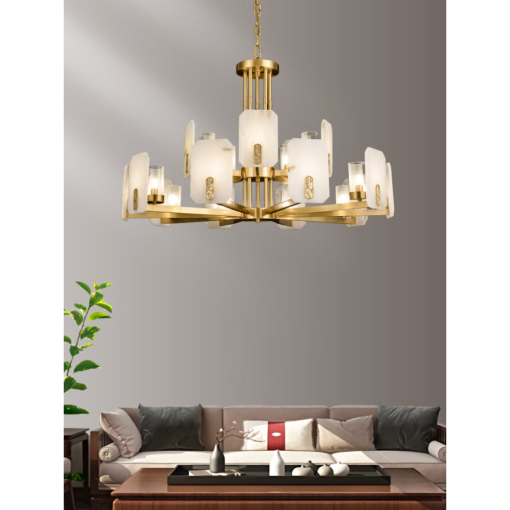 Aursorion Lustre Laiton Albâtre Luxe Postmoderne - Neutralighting