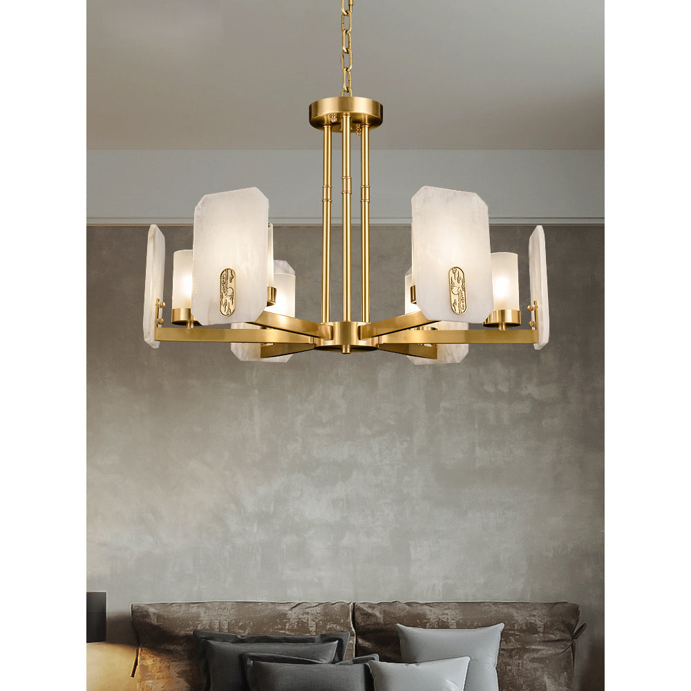 Aursorion Lustre Laiton Albâtre Luxe Postmoderne - Neutralighting