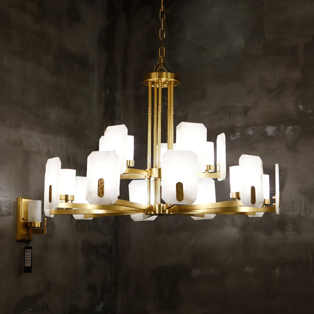 Aursorion Lustre Laiton Albâtre Luxe Postmoderne - Neutralighting