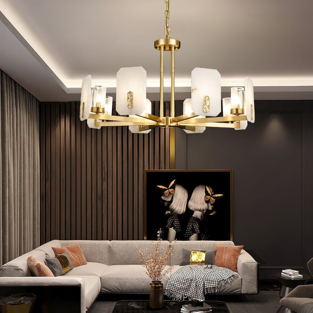 Aursorion Lustre Laiton Albâtre Luxe Postmoderne - Neutralighting