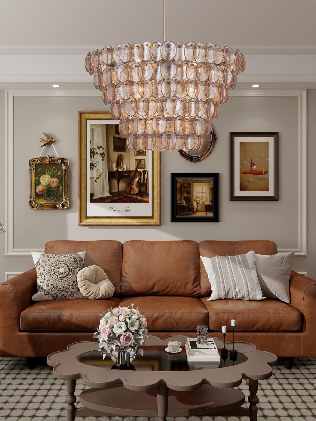 Aurora Chandelier Luxueux en Verre et Laiton - Neutralighting