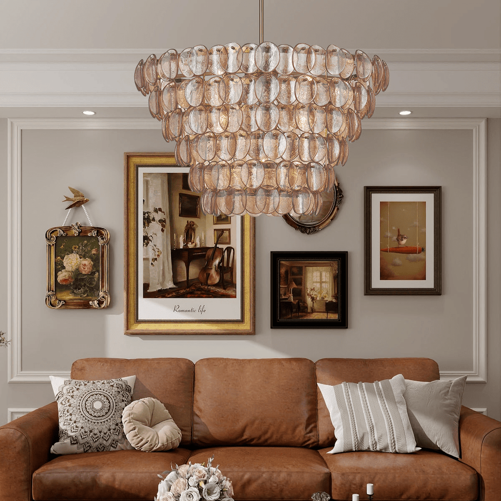 Aurora Chandelier Luxueux en Verre et Laiton - Neutralighting