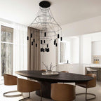 Lustra Chandelier Lignes Noir Structure Métallique LED - Neutralighting