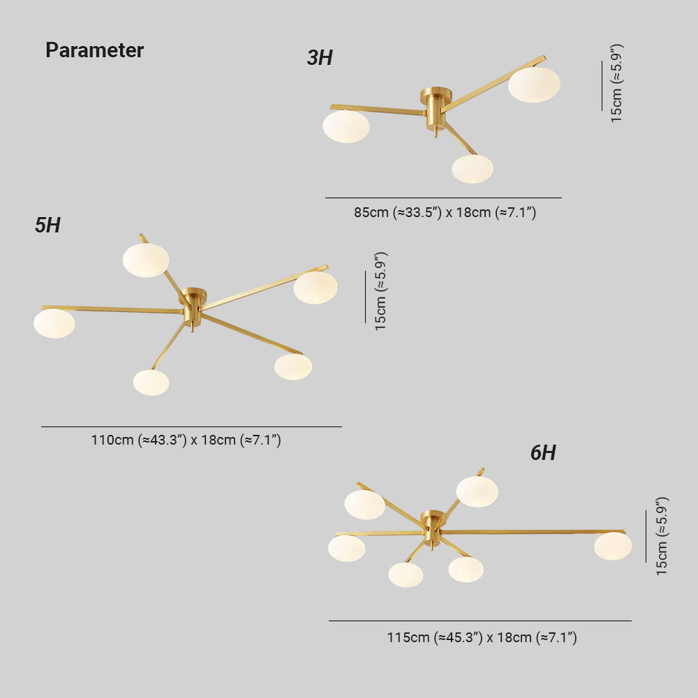 Jania Plafonnier Moderne en Verre et Métal Noir à Trois Bras - Neutralighting
