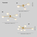 Jania Plafonnier Moderne en Verre et Métal Noir à Trois Bras - Neutralighting