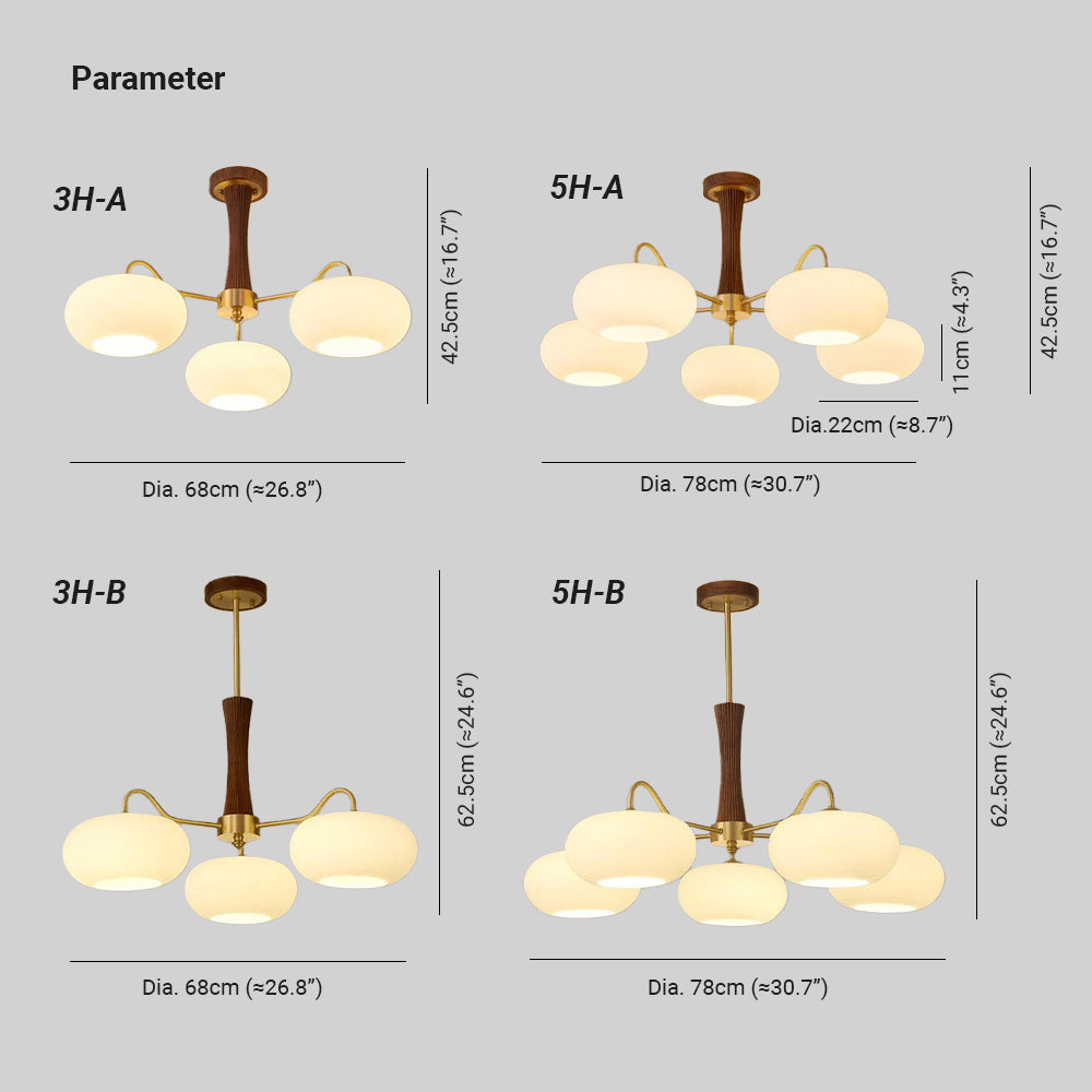 Candy Lustre Kaki en Laiton, Bois et Verre - Neutralighting