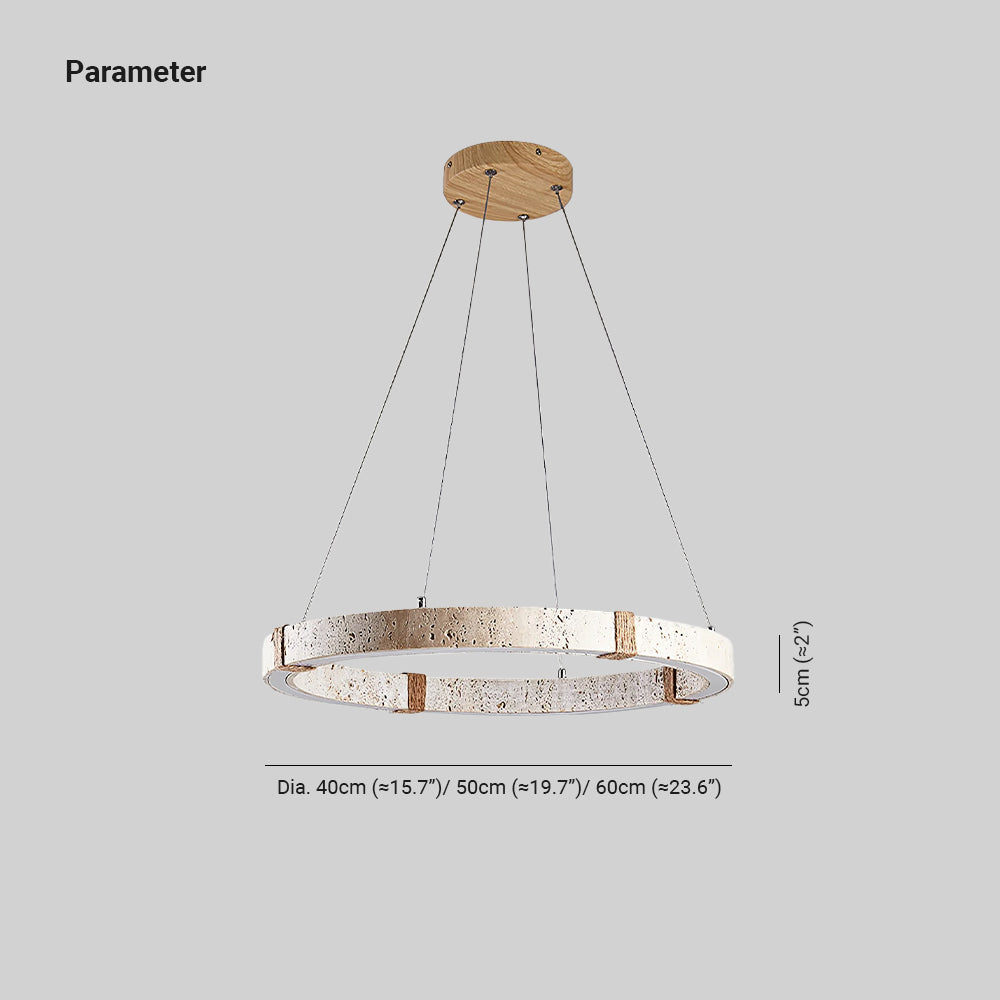 Lumae Suspension en Forme d’anneau en Pierre Travertin - Neutralighting