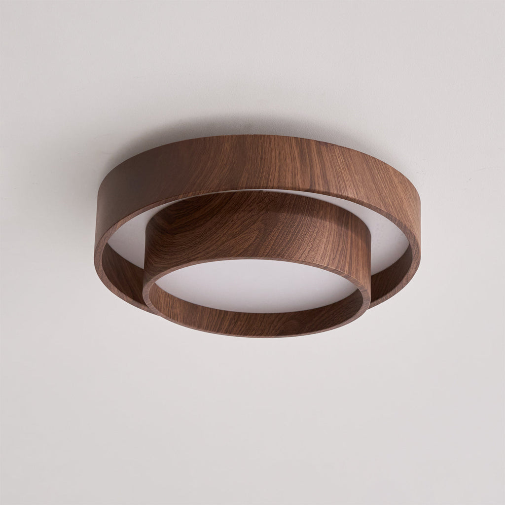 Wavin Plafonnier Double Anneaux Couleur Noyer - Neutralighting