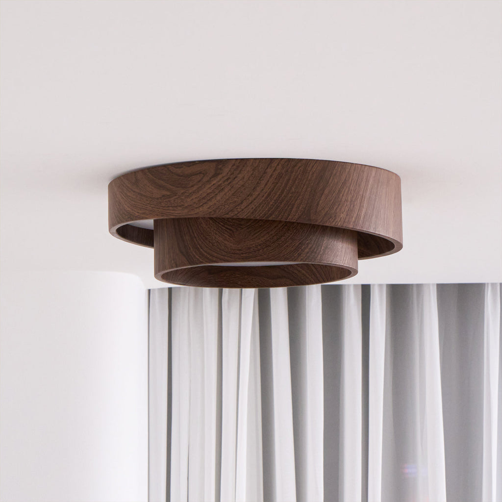 Wavin Plafonnier Double Anneaux Couleur Noyer - Neutralighting
