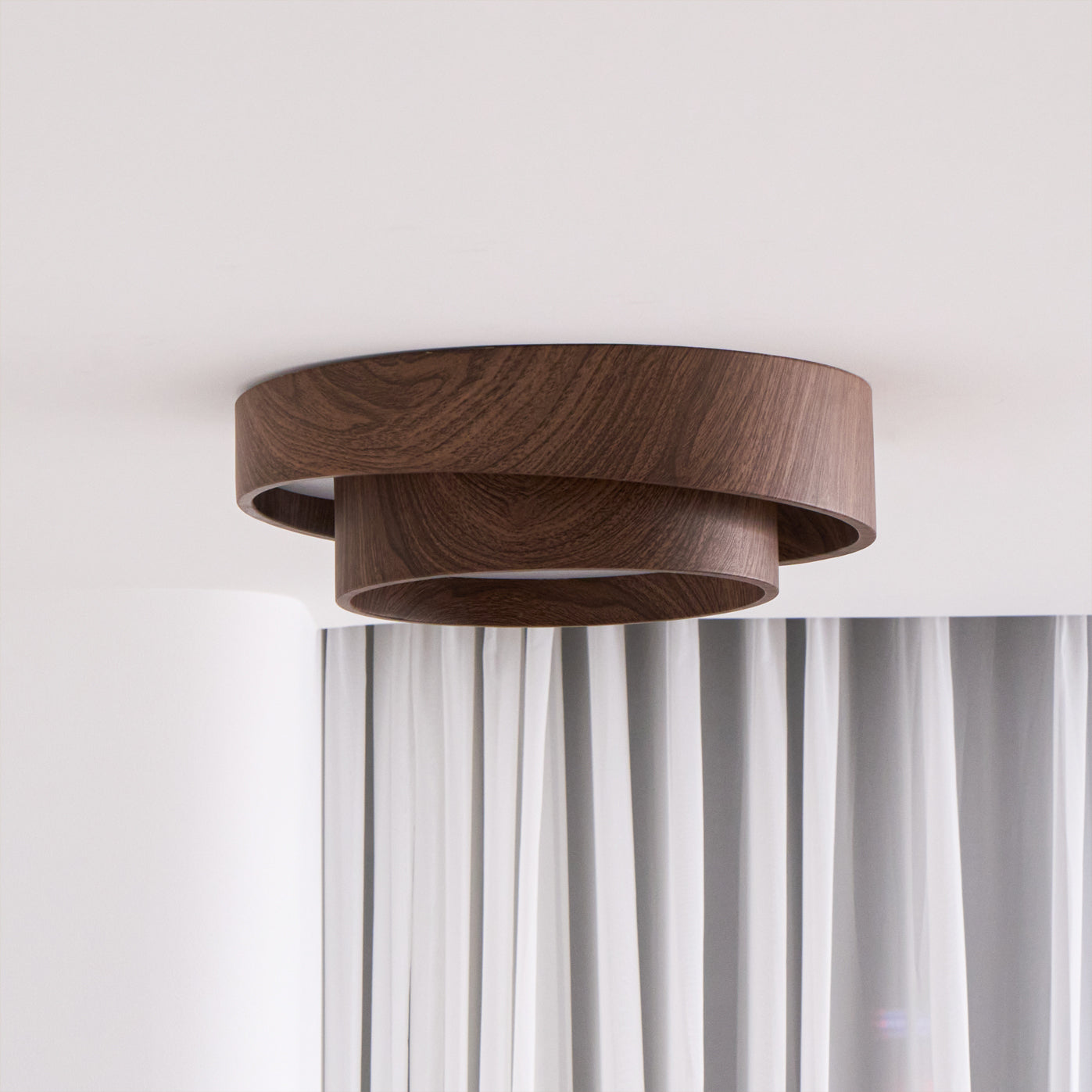 Wavin Plafonnier Double Anneaux Couleur Noyer - Neutralighting