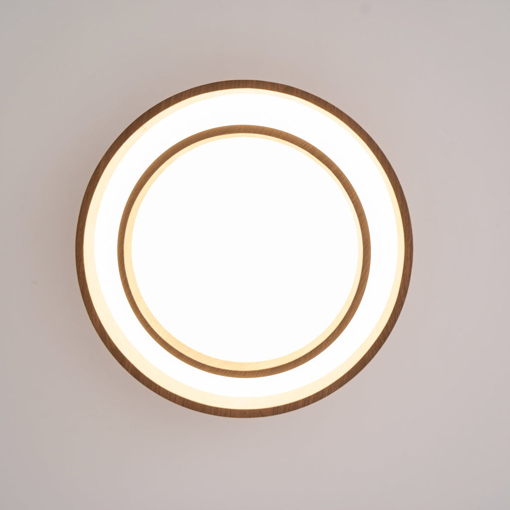 Wavin Plafonnier Double Anneaux Couleur Noyer - Neutralighting