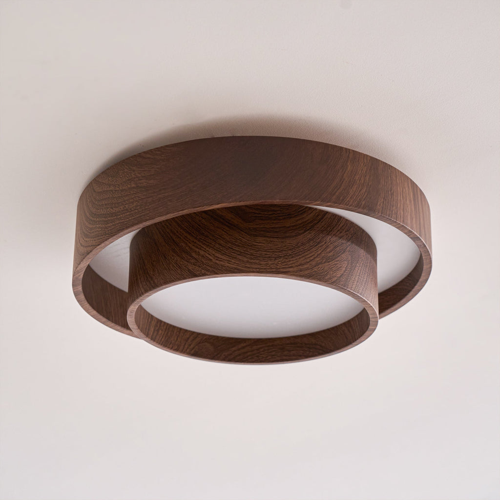 Wavin Plafonnier Double Anneaux Couleur Noyer - Neutralighting