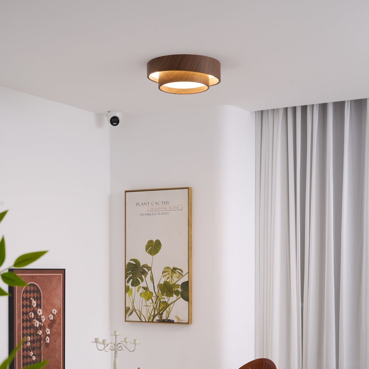 Wavin Plafonnier Double Anneaux Couleur Noyer - Neutralighting