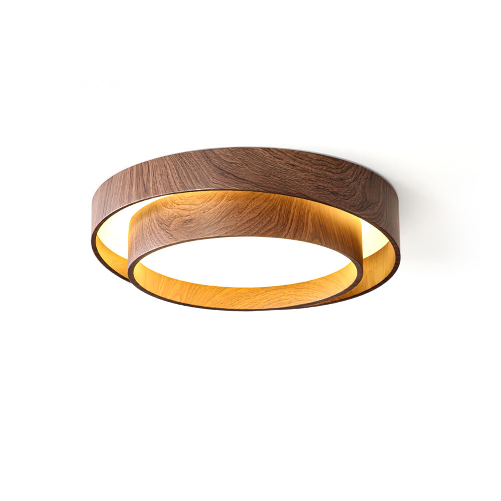 Wavin Plafonnier Double Anneaux Couleur Noyer - Neutralighting