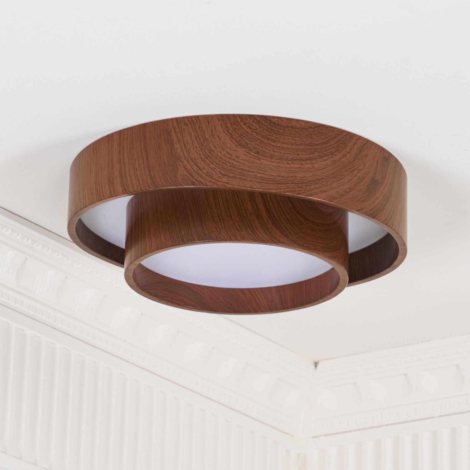 Wavin Plafonnier Double Anneaux Couleur Noyer - Neutralighting