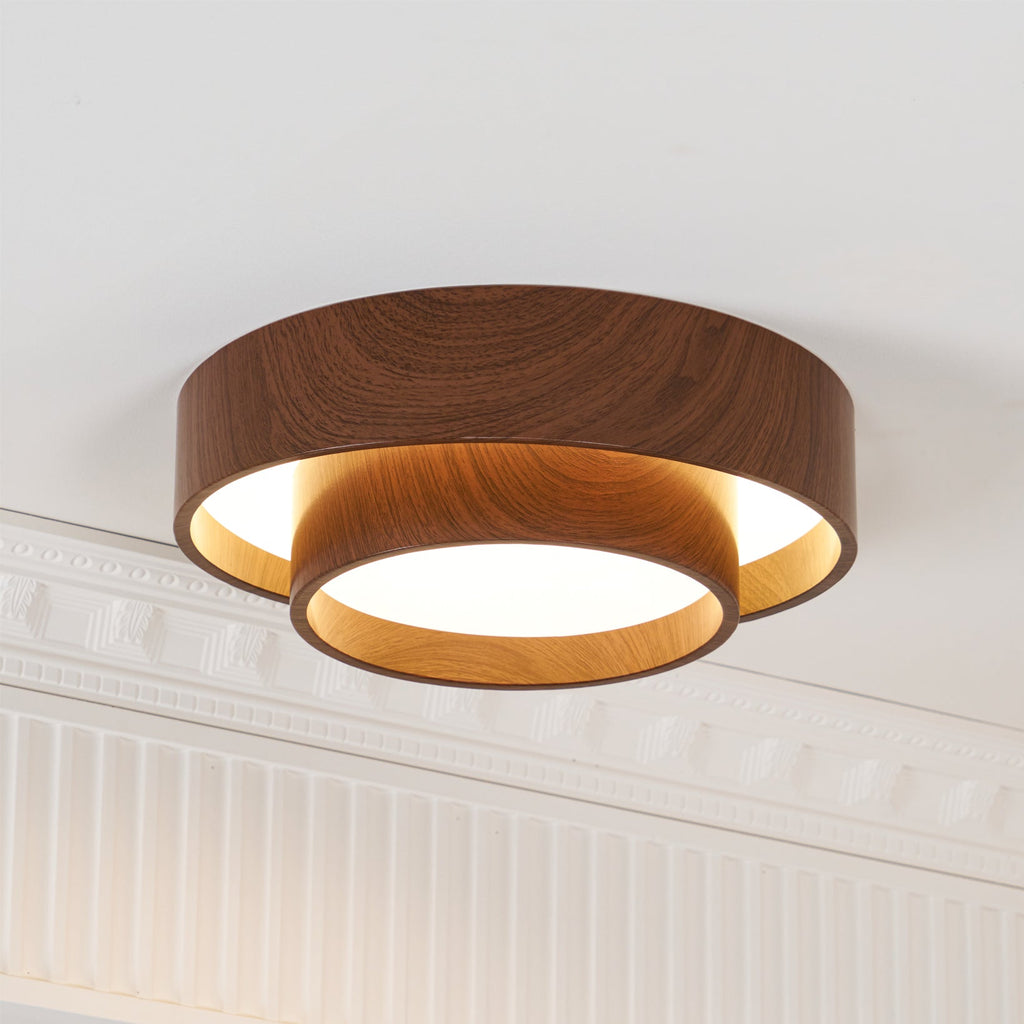 Wavin Plafonnier Double Anneaux Couleur Noyer - Neutralighting