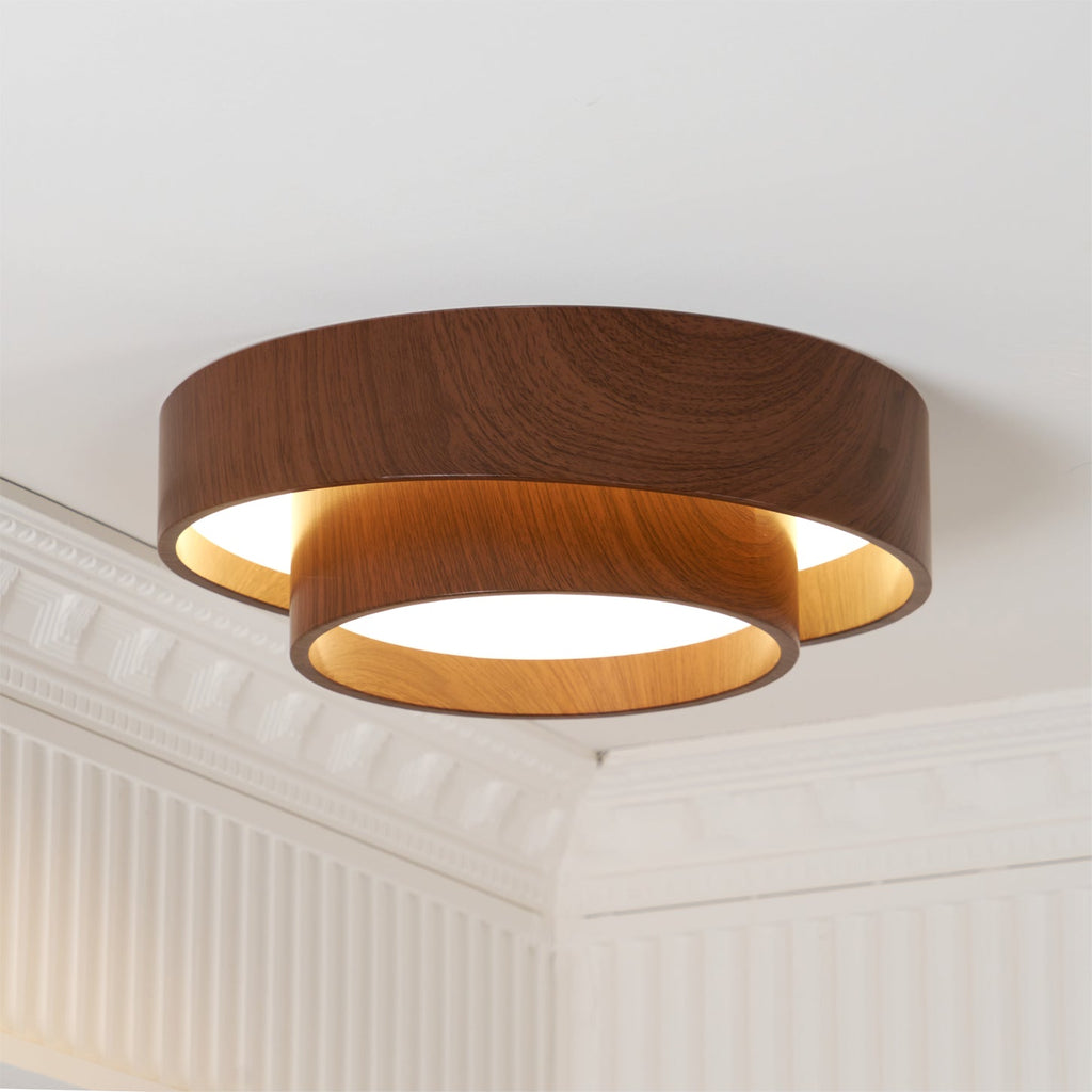 Wavin Plafonnier Double Anneaux Couleur Noyer - Neutralighting