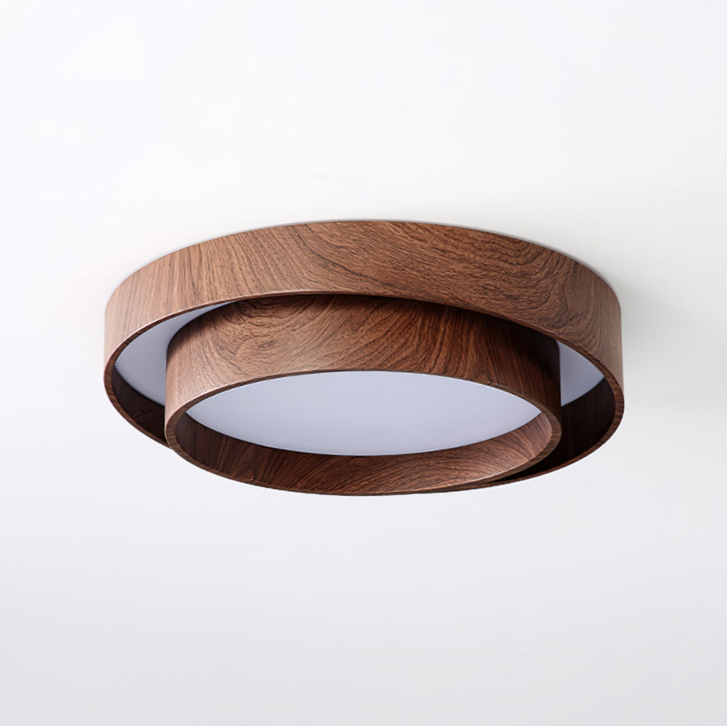 Wavin Plafonnier Double Anneaux Couleur Noyer - Neutralighting