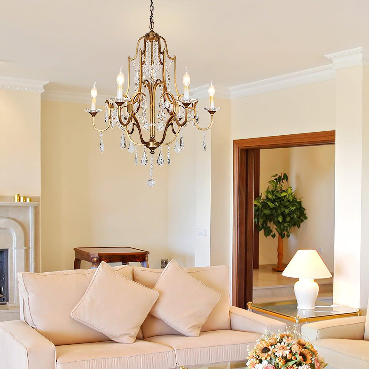 Lustra Chandelier en Fer Cristal Candelabre Vintage - Neutralighting