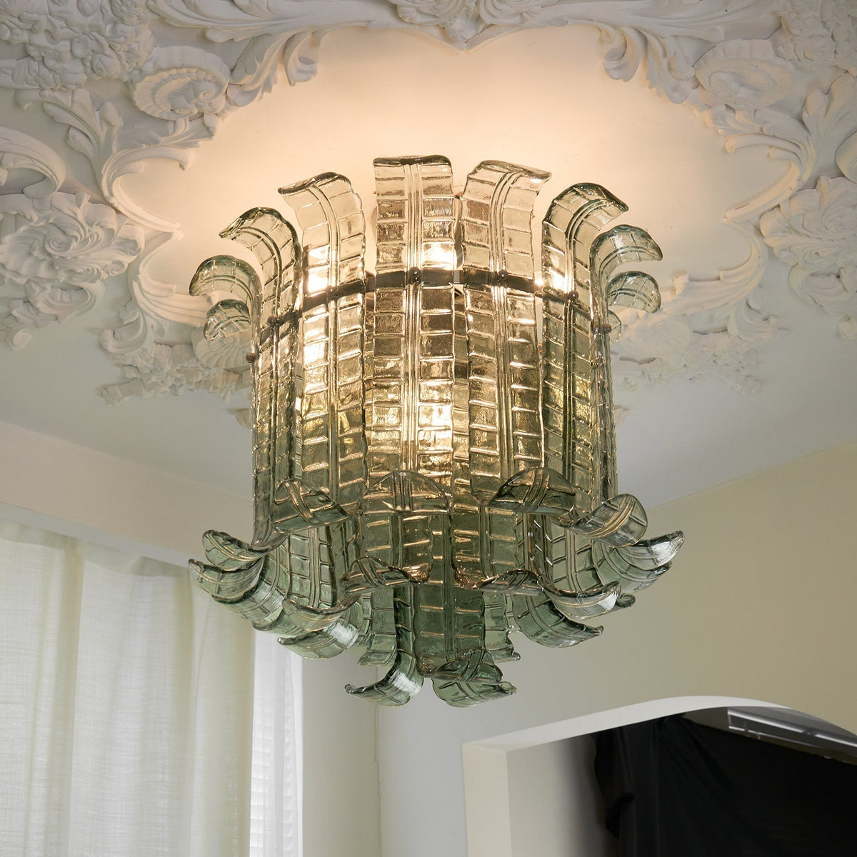 Aurora Lampe de Plafond en Verre Murano Pétale Vintage - Neutralighting
