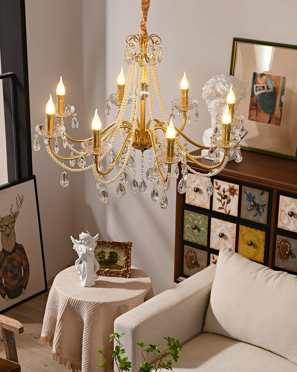 Elysion Lustra Chandelier Cristal Doré Élégant - Neutralighting