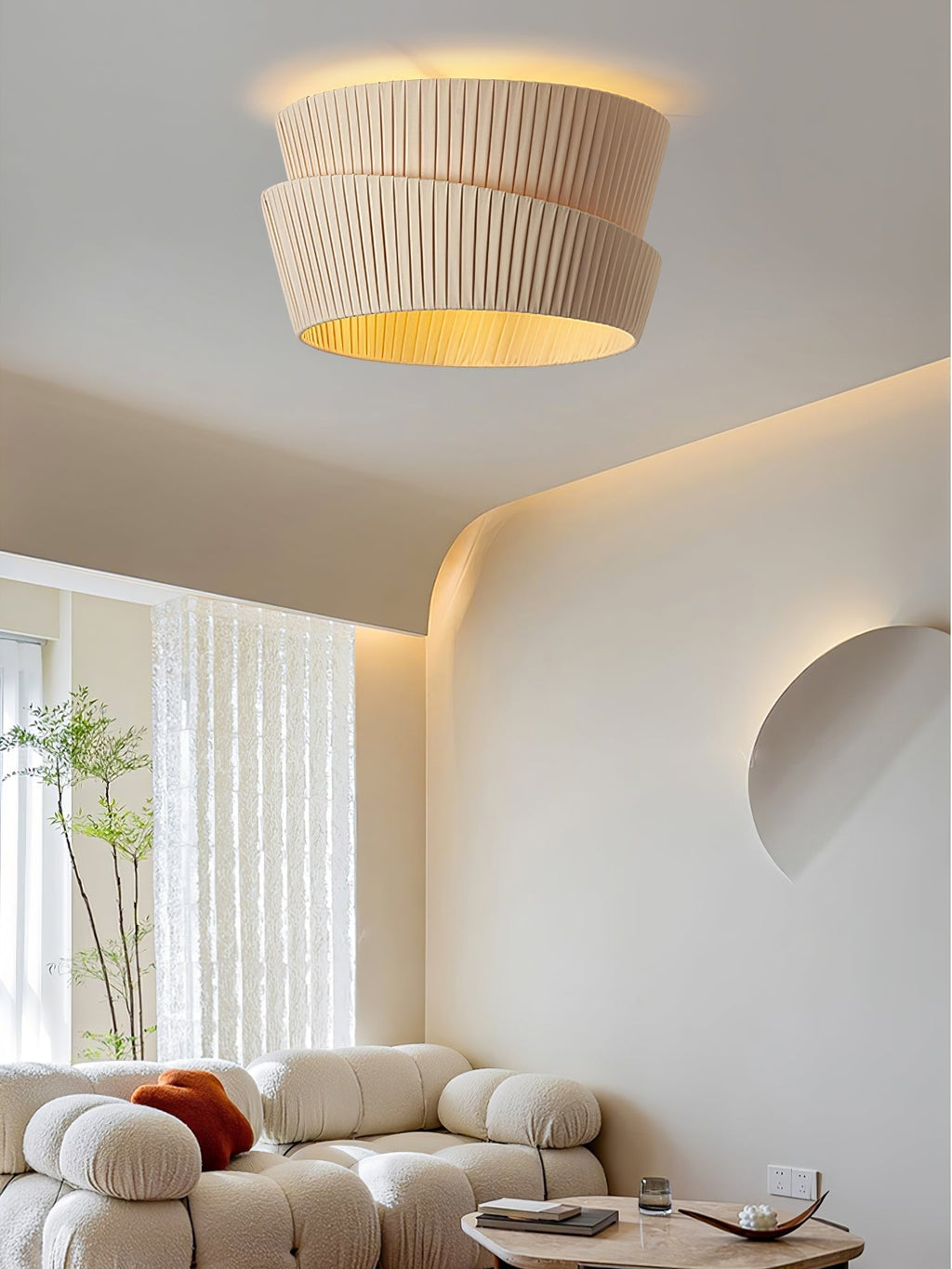 Zethayra Lampe Plafonnier en Tissu Naturel - Neutralighting