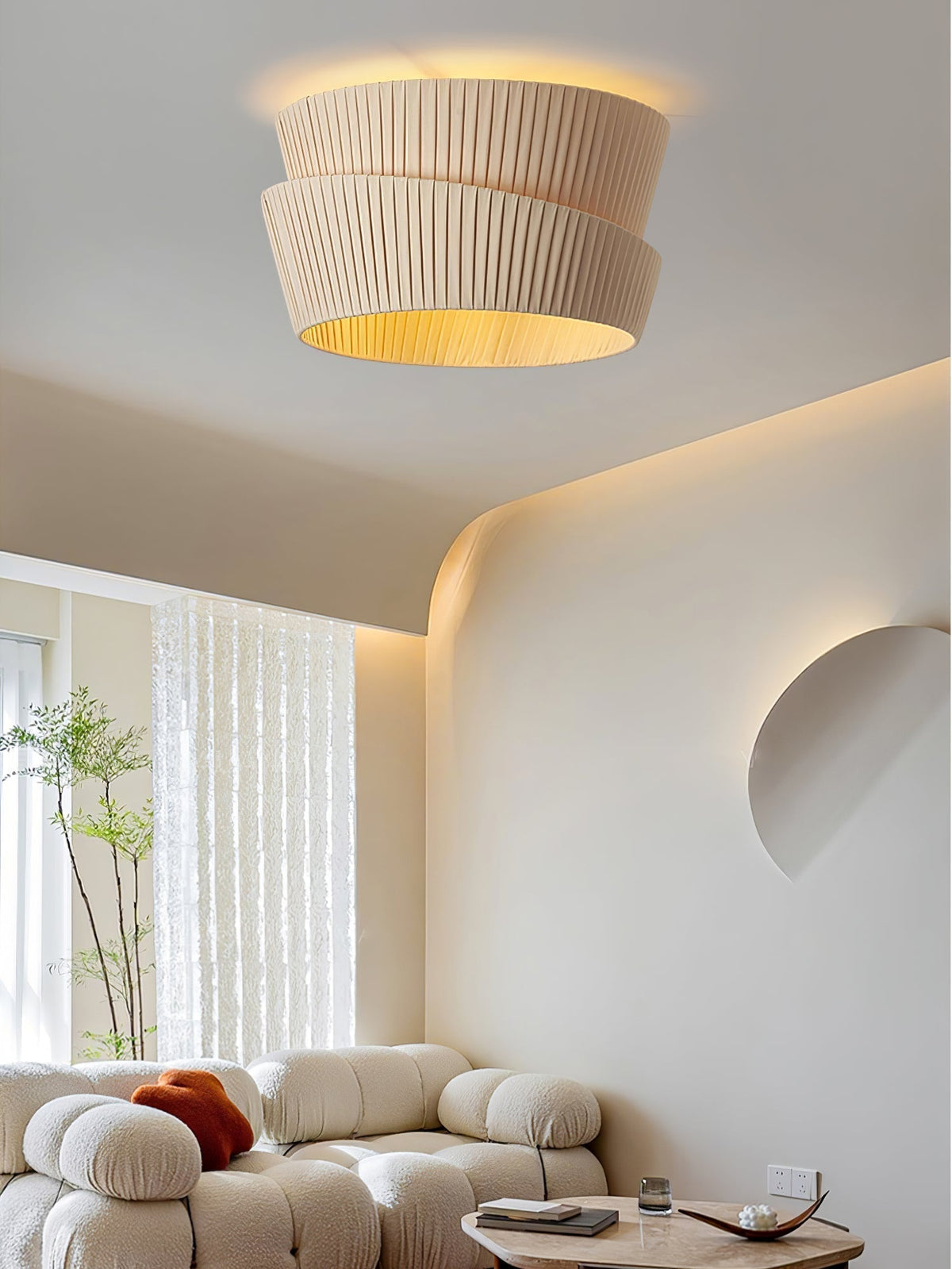 Zethayra Lampe Plafonnier en Tissu Naturel - Neutralighting