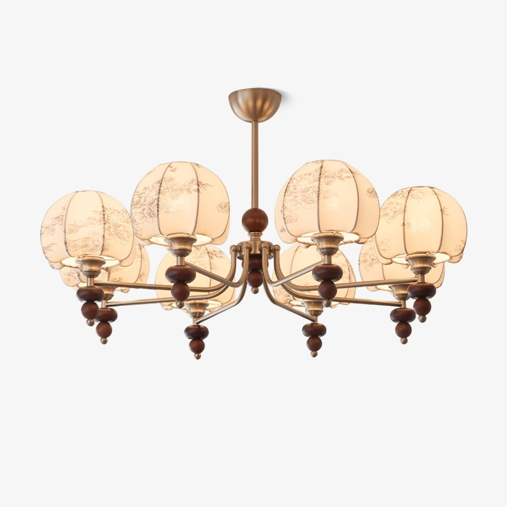 Comirisra Chandelier Bois Tissu Pétale Traditionnel Premium - Neutralighting