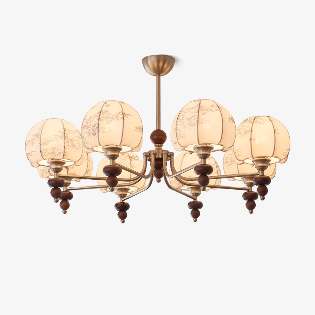 Comirisra Chandelier Bois Tissu Pétale Traditionnel Premium - Neutralighting