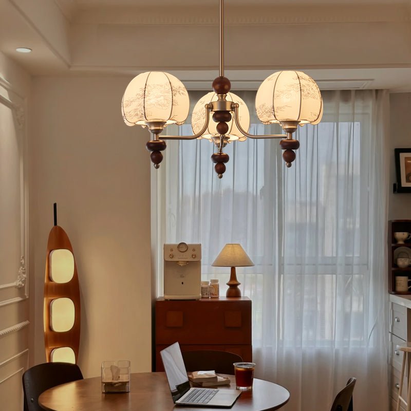 Comirisra Chandelier Bois Tissu Pétale Traditionnel Premium - Neutralighting