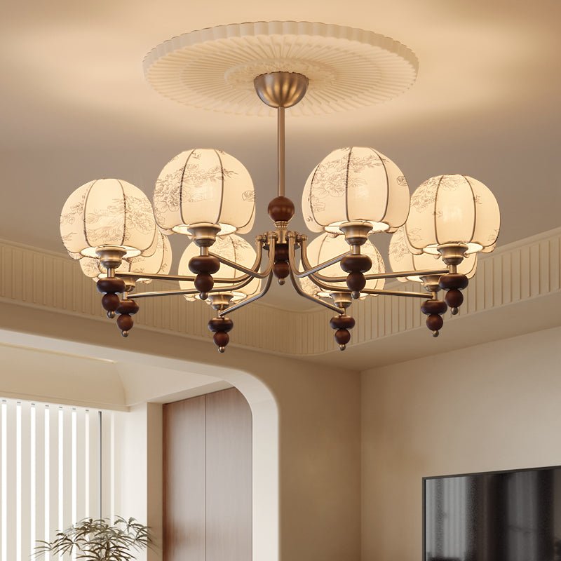 Comirisra Chandelier Bois Tissu Pétale Traditionnel Premium - Neutralighting