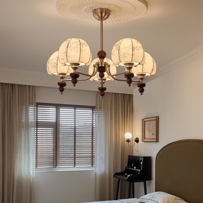 Comirisra Chandelier Bois Tissu Pétale Traditionnel Premium - Neutralighting