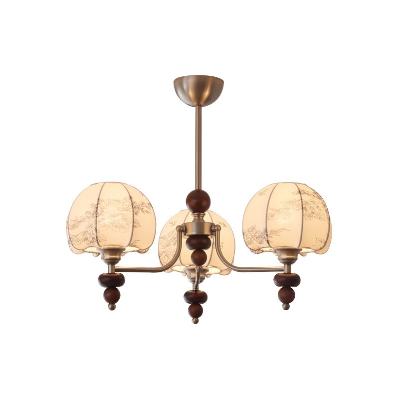 Comirisra Chandelier Bois Tissu Pétale Traditionnel Premium - Neutralighting